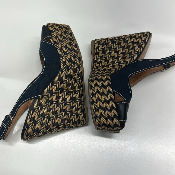 Sergio Rossi Espadrille Wedges High Heel Shoes Square Open Toe Slingback 38 US 8 - Picture 7 of 10